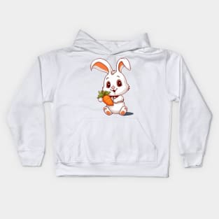 Cute Cartoon Bunny Rabbit with Carrot Kids Hoodie